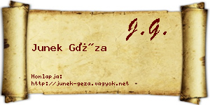 Junek Géza névjegykártya